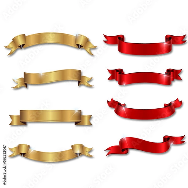 Fototapeta ribbon vintage Vector EPS10 Christmas ribbon with shadow, xmas wrap element template