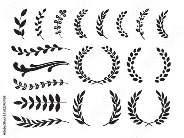 Fototapeta 黒の葉っぱのリース・飾り枠