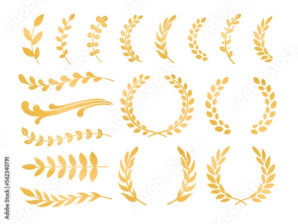 Obraz 金色の葉っぱのリース・飾り枠