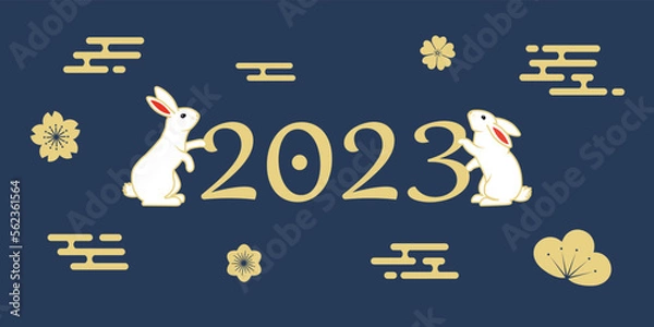 Obraz Chinese new year 2023 year of the rabbit - Chinese zodiac symbol, Lunar new year concept