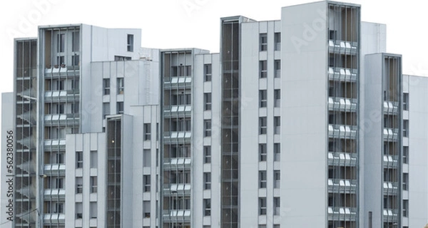 Obraz Izolowane wycięcie PNG przedstawiające budynki na przezroczystym tle, idealne do fotobashingu, malowania matowego i grafiki koncepcyjnej