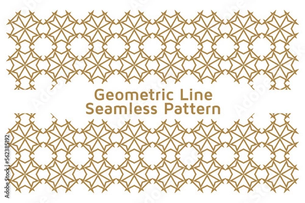 Fototapeta Seamless Geometric Line Ornamental Vector Pattern on White Background