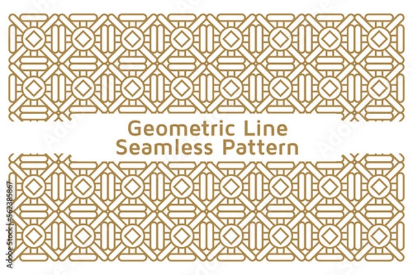 Fototapeta Seamless Geometric Line Ornamental Vector Pattern on White Background