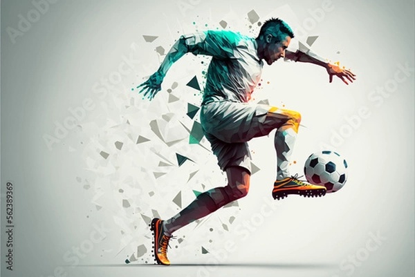 Fototapeta Captivating and Dynamic Illustration of a Soccer Player Showcasing Their Skills in a High-energy Game Action (AI Generated)