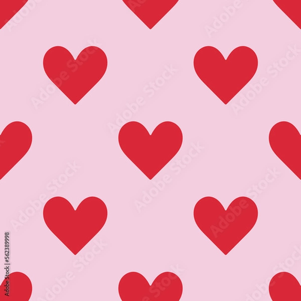 Fototapeta Red and pink hearts seamless pattern. Vector illustration