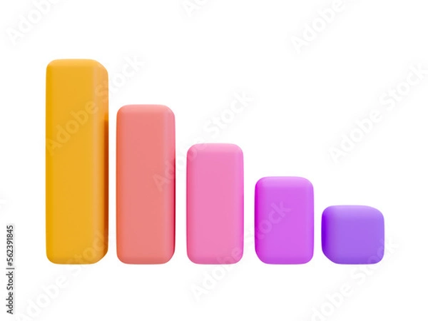 Fototapeta 3d blank bar graph template. bar chart mock up. data analysis. colorful statistic bar chart. 3d illustration.