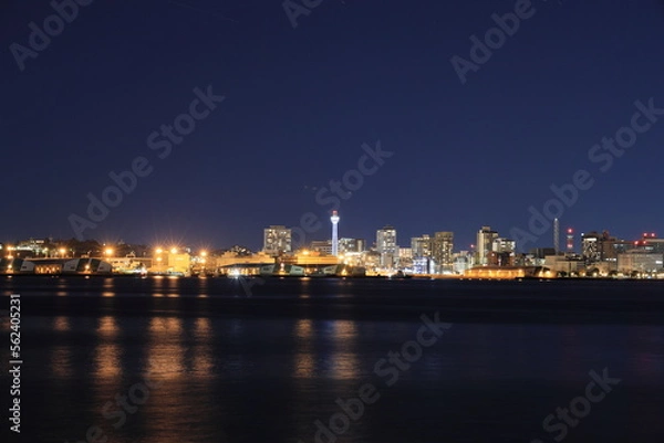 Fototapeta 大黒ふ頭から見た横浜みなとみらい21 (神奈川・横浜) (夜景)