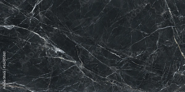 Fototapeta Black marble stone background with white vein patterns and shades. Glossy marble slab granite with colours, shapes and patterns. Marble is used for the flooring, bathroom, ceramic tile, wallpaper.