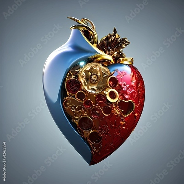 Fototapeta 3D render of a special Heart art for Valentine day using Generative AI