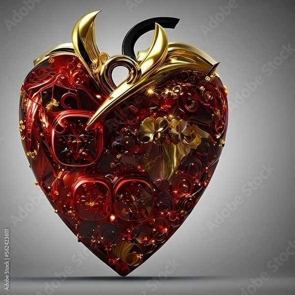 Fototapeta 3D render of Heart art for Valentine day using Generative AI