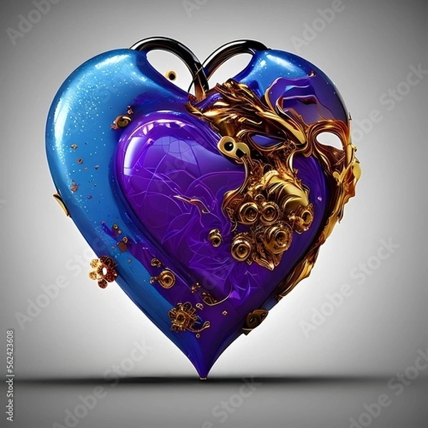 Fototapeta 3D render of Heart art for Valentine day using Generative AI