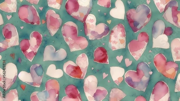 Obraz Valentine day themed wrapping pattern art using Generative AI
