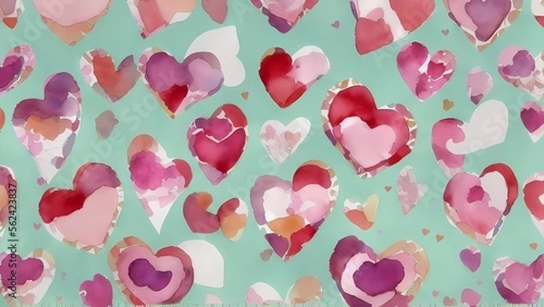 Obraz Valentine day themed wrapping pattern art using Generative AI