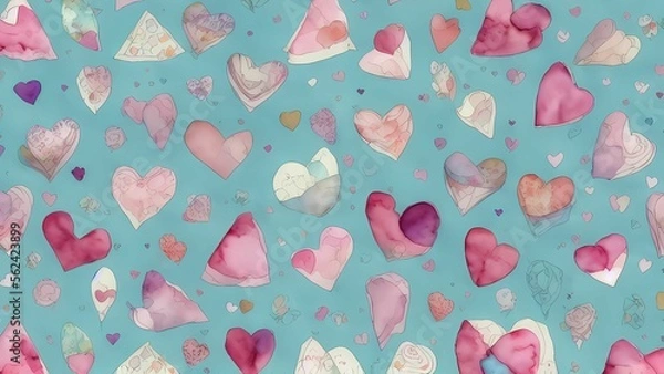 Fototapeta Valentine day themed wrapping pattern art using Generative AI