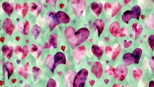 Obraz Valentine day themed wrapping pattern art using Generative AI