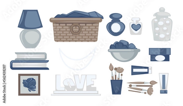 Fototapeta Interior design decoration, statuette and vase