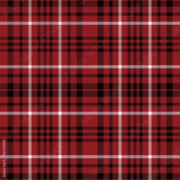 Fototapeta Seamless tartan plaid pattern in red and black tone.