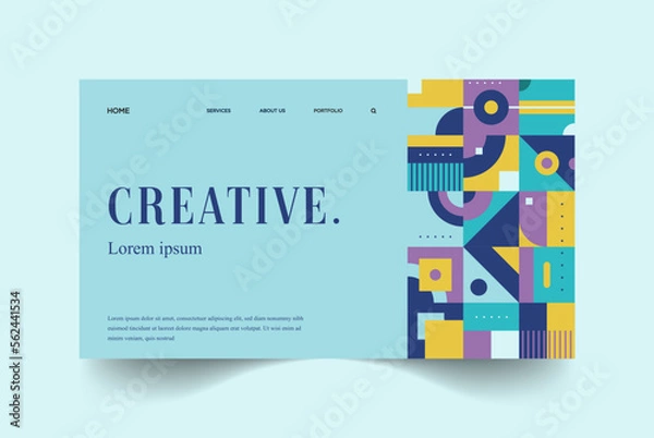 Obraz Colorful Flat Abstract Geometric Landing Page Web Design