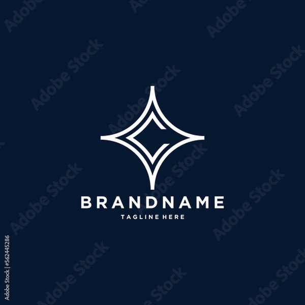 Obraz Abstract initial letter C star shape logo design template