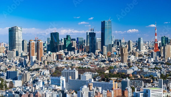 Fototapeta 東京　青空と都市風景