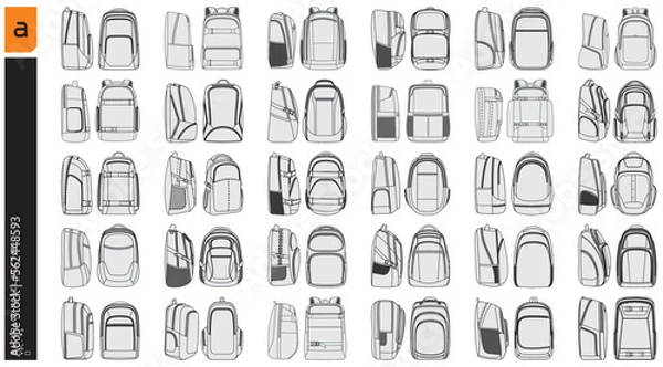 Obraz set of backpack model vectors