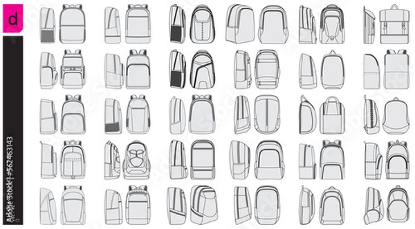 Obraz set of backpack model vector