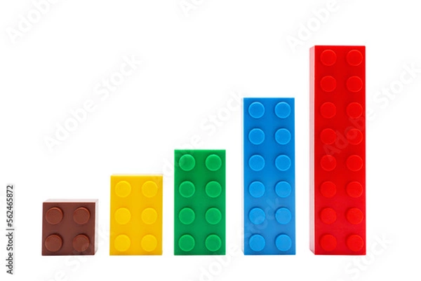 Fototapeta Multi-colored plastic building blocks. Toys and games.