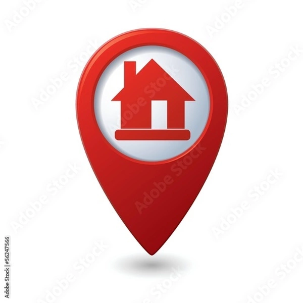 Obraz Map pointer with home icon