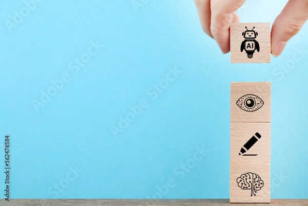 Fototapeta AI robot applications in Business, artificial intelligence Chatbot, Tools, Generator, Presentation Concept Background