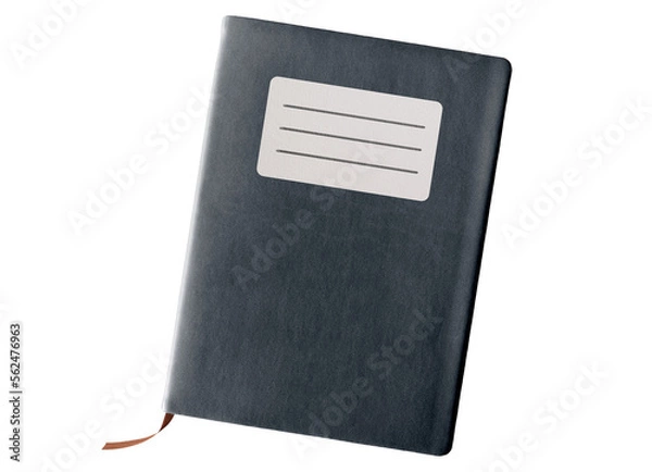 Fototapeta top down view of closed notebook or journal, transparent background PNG