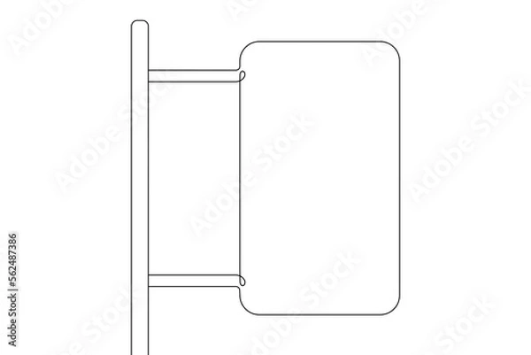 Obraz Single continuous line drawing template of square road sign. One line draw vector illustration.