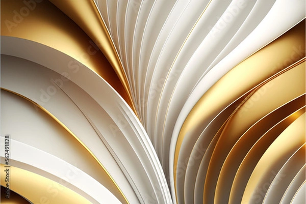 Fototapeta abstract background with golden and white lines - Generative AI