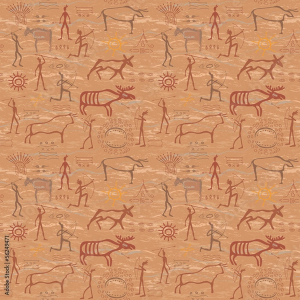 Obraz seamless pattern in the style of rock painting