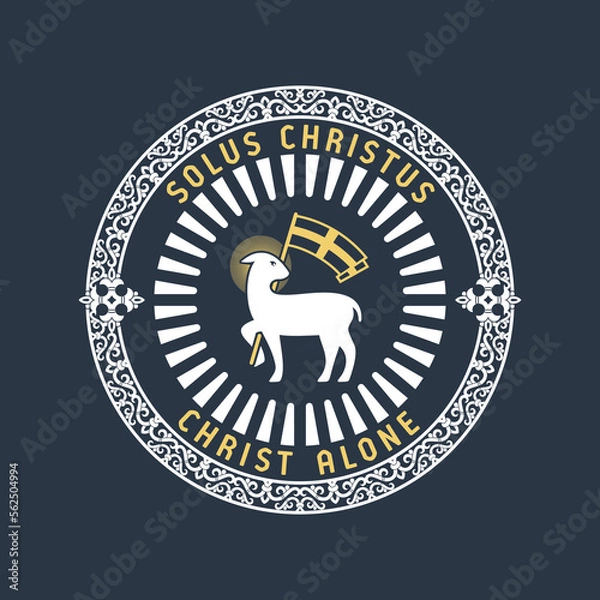 Fototapeta Christian illustration. Five Solas of the Reformation. Christ alone.
