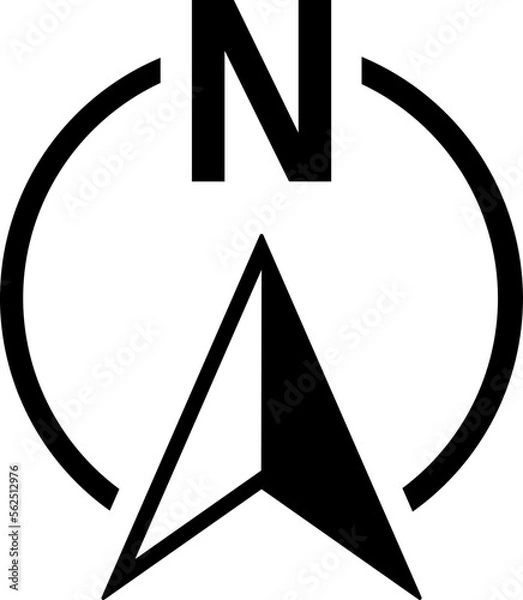 Fototapeta Basic North Arrow Mark Sign Symbol Icon for Map Orientation. Vector Image.