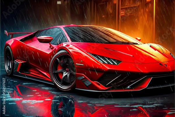Fototapeta a red sports car - Generative AI