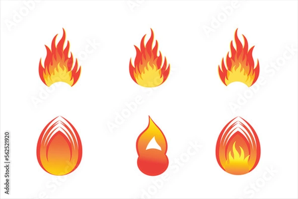 Fototapeta set of fire flames vector