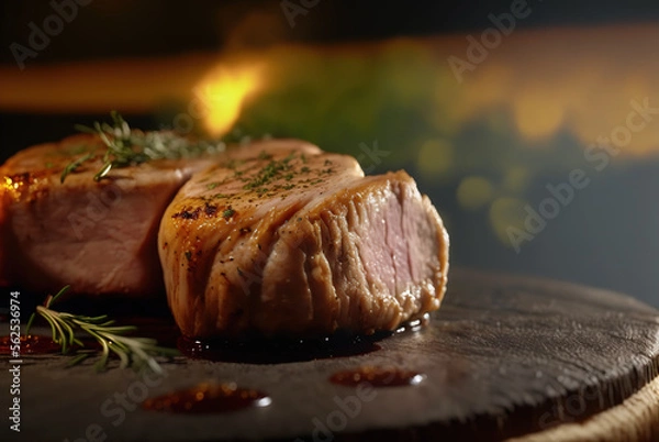Fototapeta Grilled beef steak on the plate Generative AI