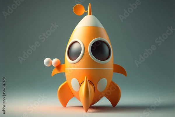 Fototapeta Orange rocket on the ground, generative ai