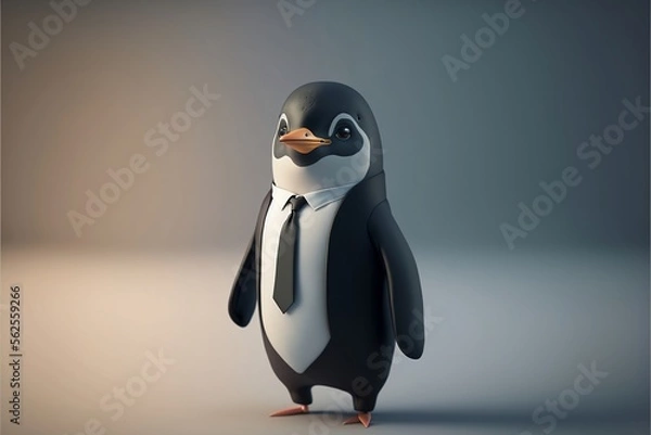 Obraz A penguin wearing a suit and a tie, generative ai