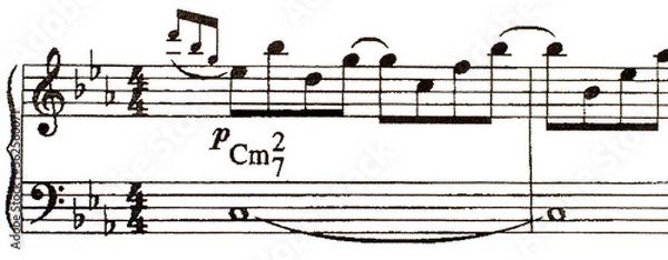 Fototapeta Sheet music fragment, transparent PNG.