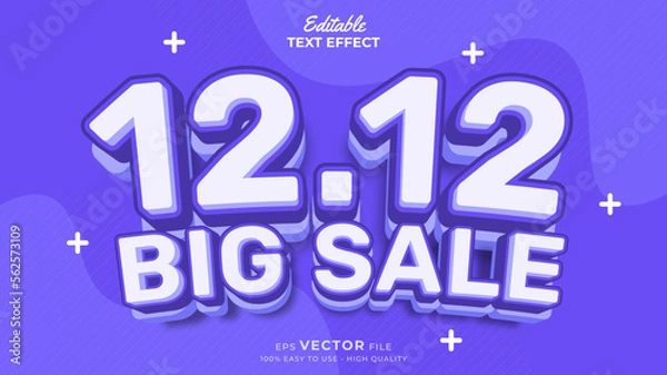 Fototapeta Editable text effect - 12.12 Promotion Sale 3d template style