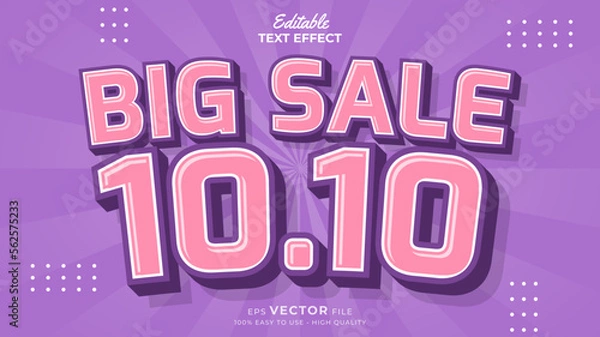 Obraz Editable text effect - 10.10 Promotion Sale 3d template style