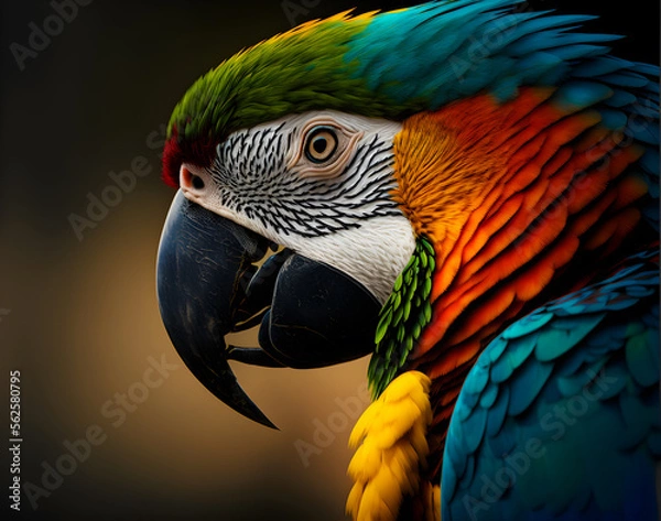 Obraz Macaw in action with generative AI technology