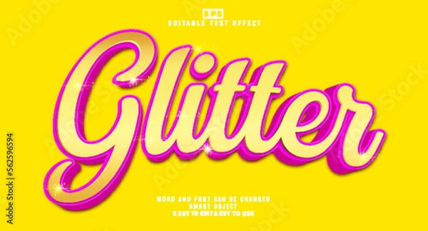Fototapeta Glitter 3d editable text effect vector eps template 