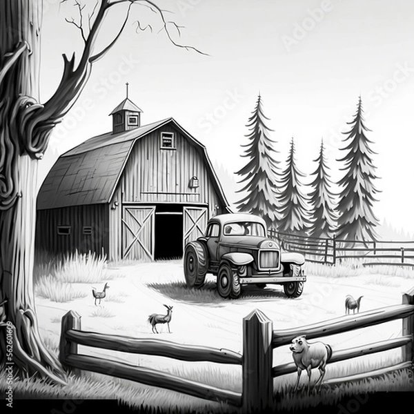 Obraz Fantasy Farm, Generative AI, AI, Generative