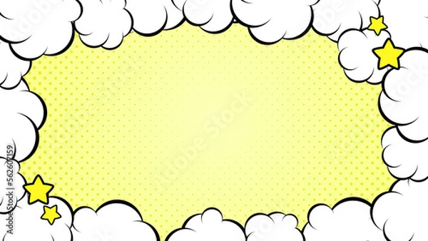 Fototapeta 雲のフレームとドットの背景 　
雲は白色　背景は