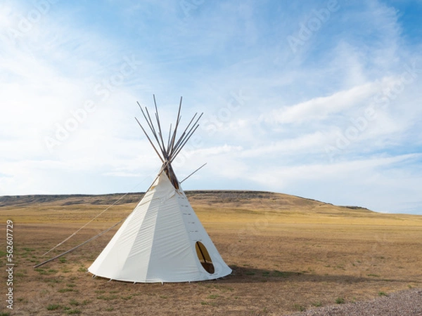 Fototapeta Tipi on the Grounds of the First Peoples Buffalo Jump State Park in Montana