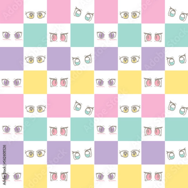 Obraz cute seamless pattern kawaii eye colorfull