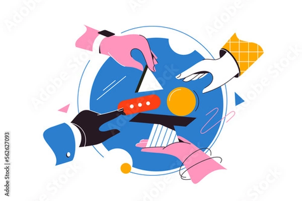 Obraz People hands try to keep balance